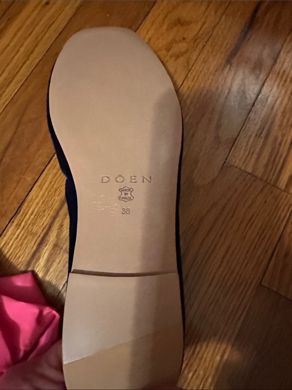 Doen Navy Blue Velvet Mary Jane Flats - Picture 2 of 3